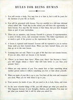 Rules For Being Human Art Print - Book Collection