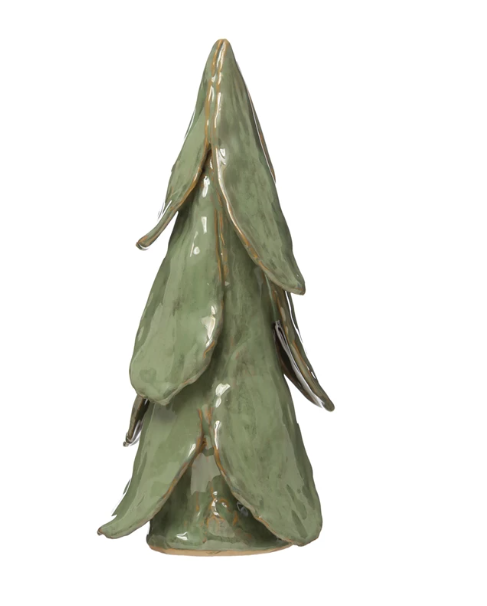 Handmade Stoneware Tree, Mint Color 11"H