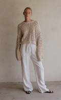 Knit Sweater Round Neck Long Sleeve Pullover Top