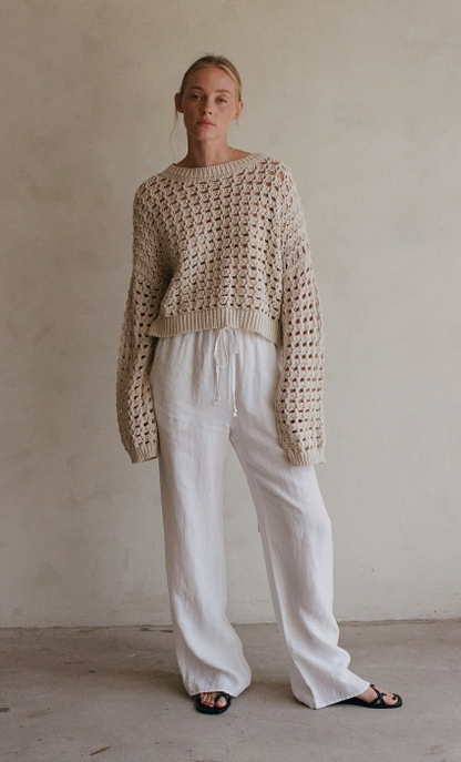 Knit Sweater Round Neck Long Sleeve Pullover Top