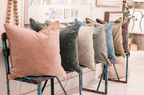 ***Elephant Velvet Pillow With Poms 22x22