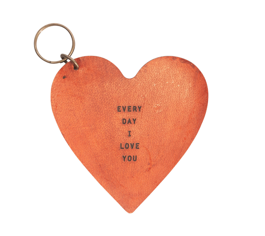 Every day I love you Leather Heart Keychain 3"x3"