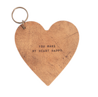 Make My Heart Happy Leather Heart Keychain - 3x3