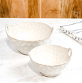 White Ceramic Bowls with Handle