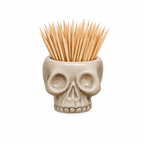 Stoneware Skull Shaped Toothpick Holder - Bone Finish