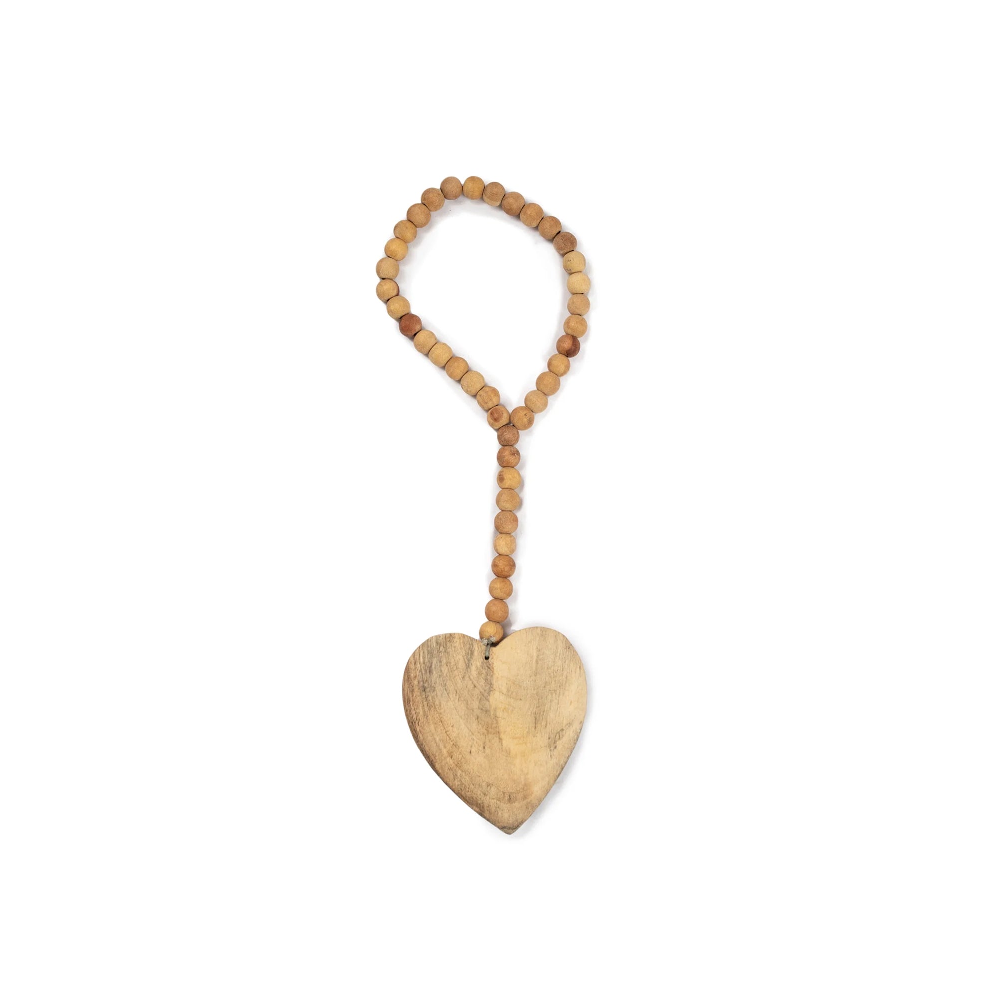 ***Small Heart Natural Wood Bead Strand