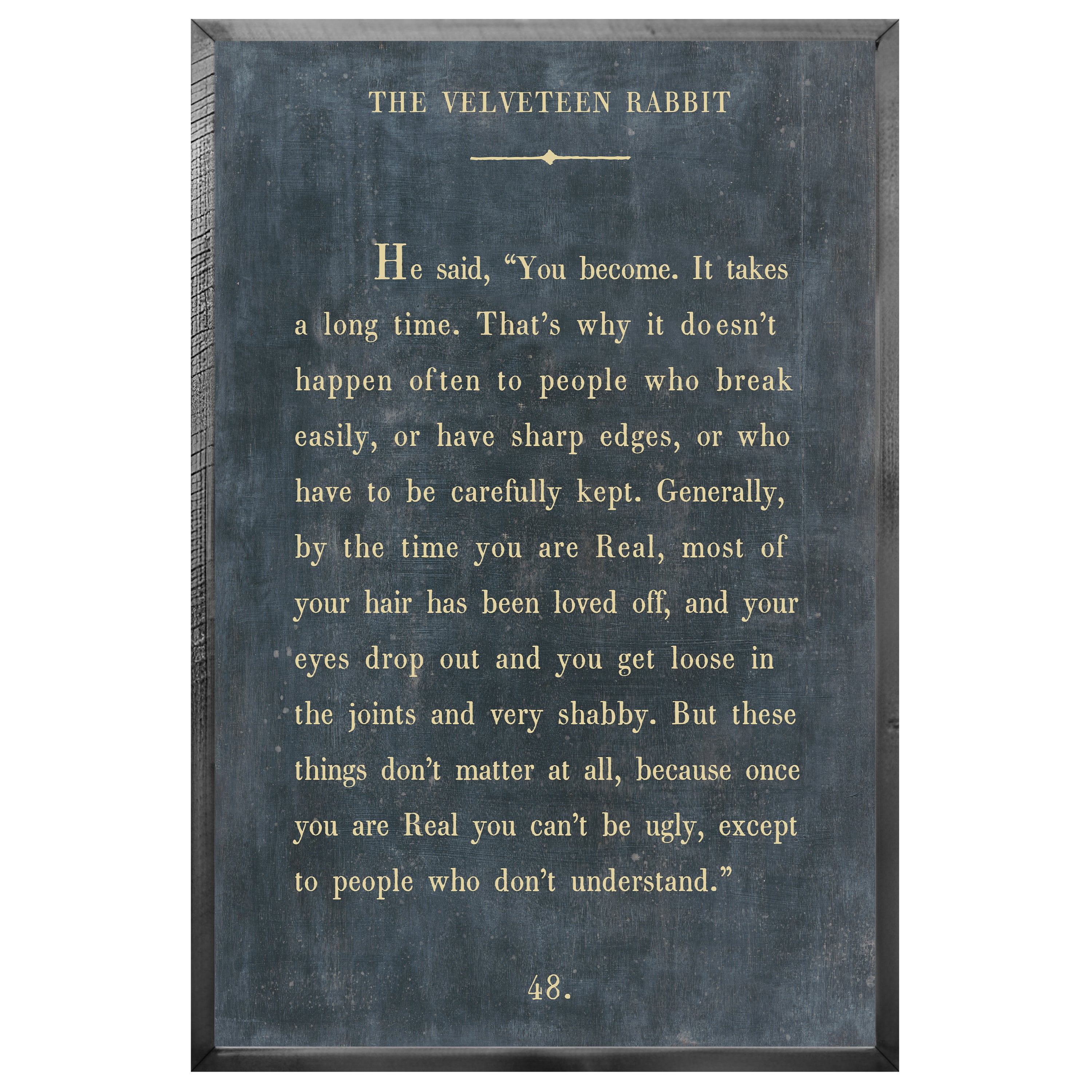 The Velveteen Rabbit - Book Collection (Grey Wood) - Art Print