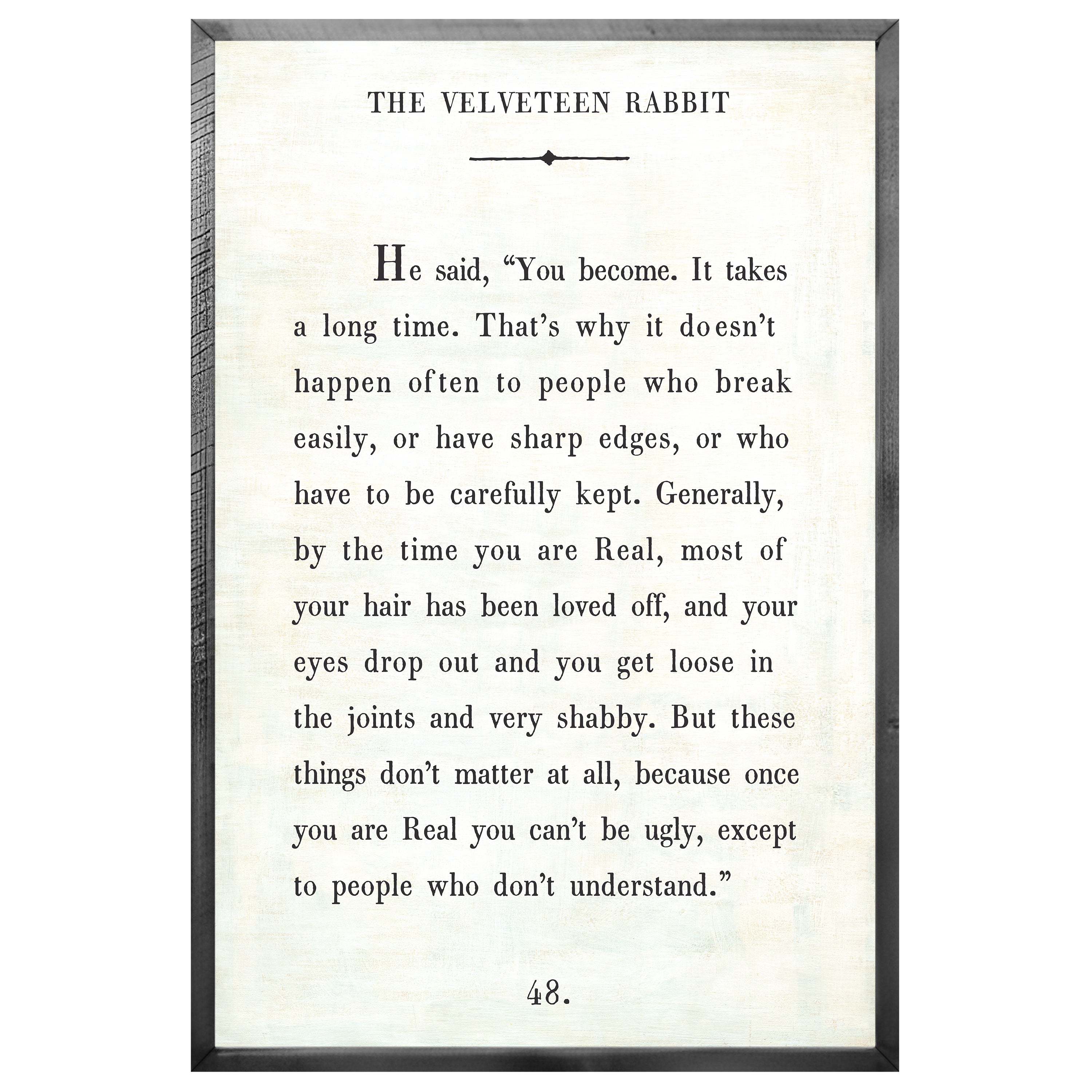 The Velveteen Rabbit - Book Collection (Grey Wood) - Art Print