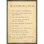 Top 10 Reasons I Love You Art Print