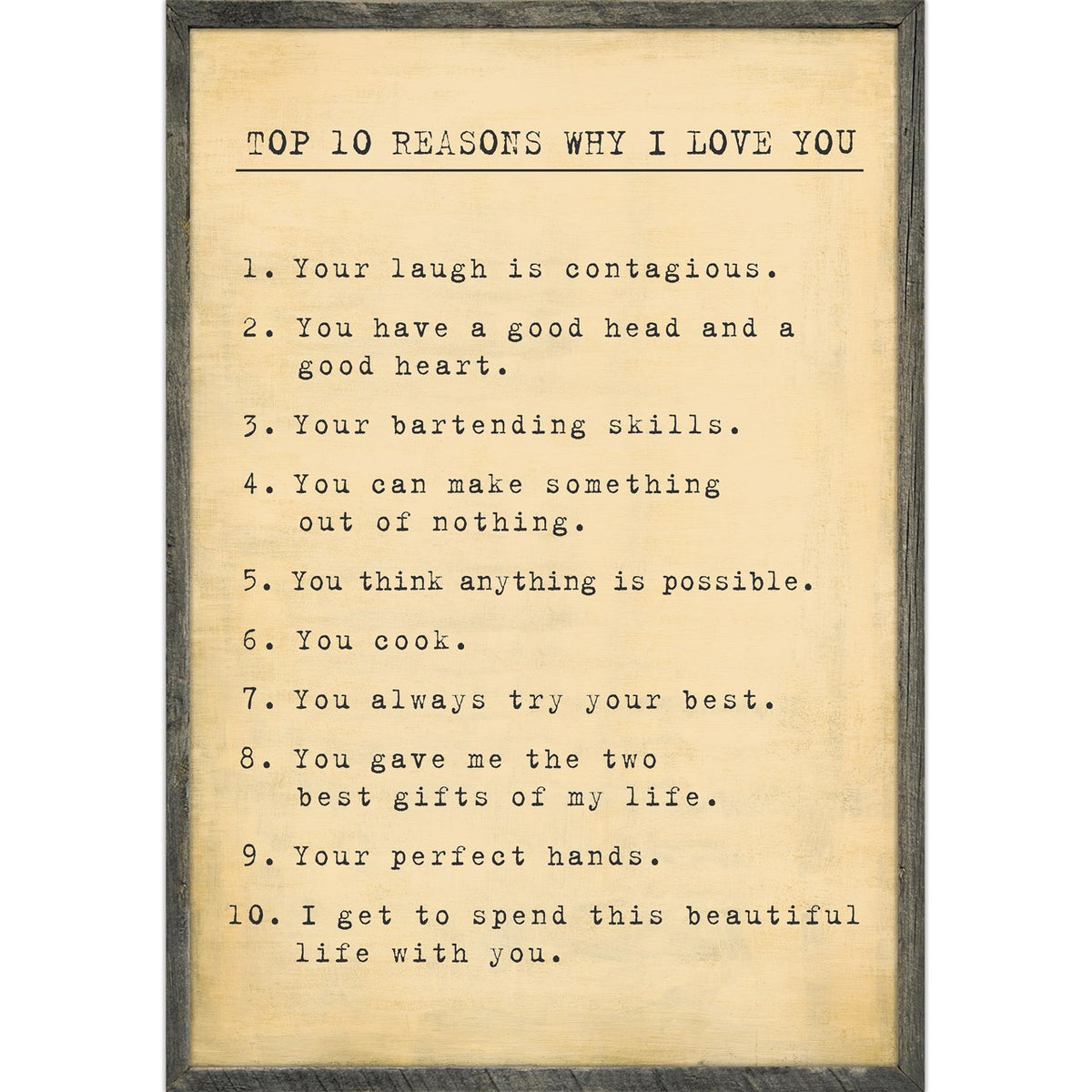 Top 10 Reasons I Love You Art Print