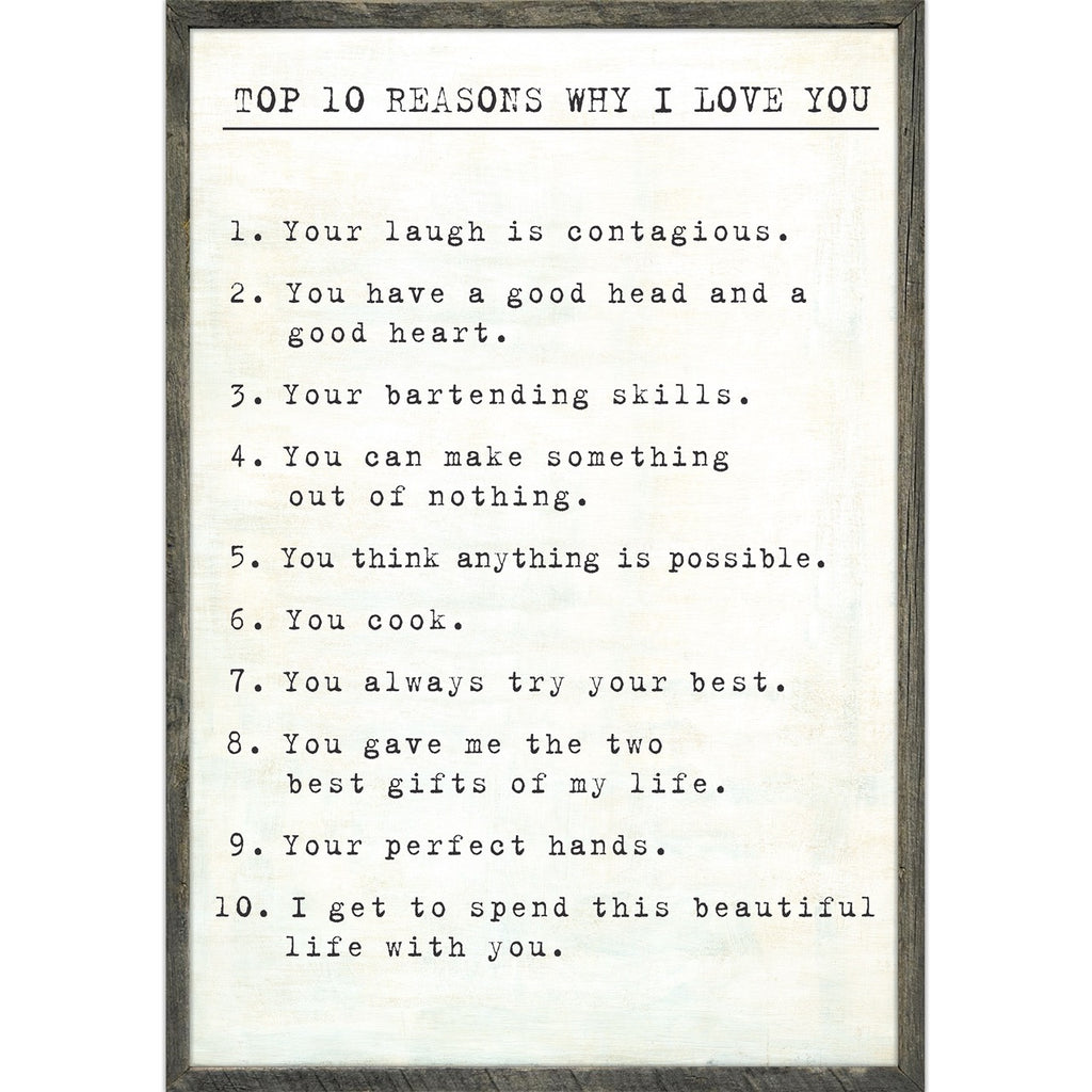 Top 10 Reasons I Love You Art Print