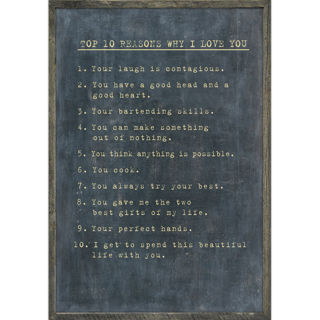Top 10 Reasons I Love You Art Print