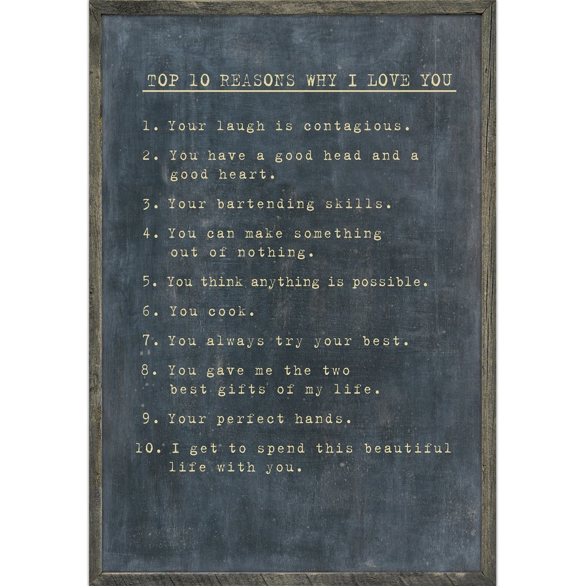 Top 10 Reasons I Love You Art Print