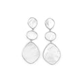 Triple White Mother of Pearl Earrings - Silver