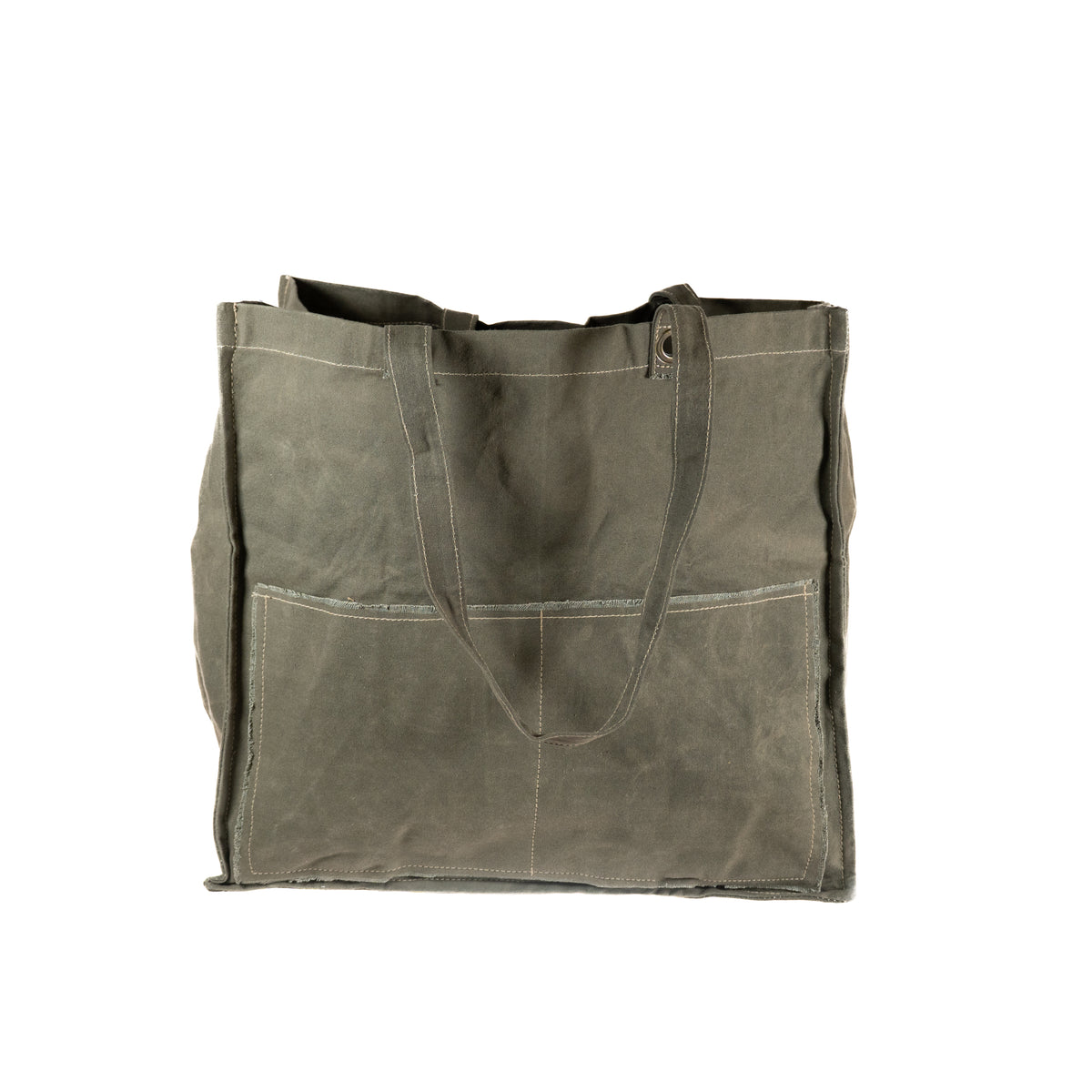 Distressed Canvas Tote-Army Green