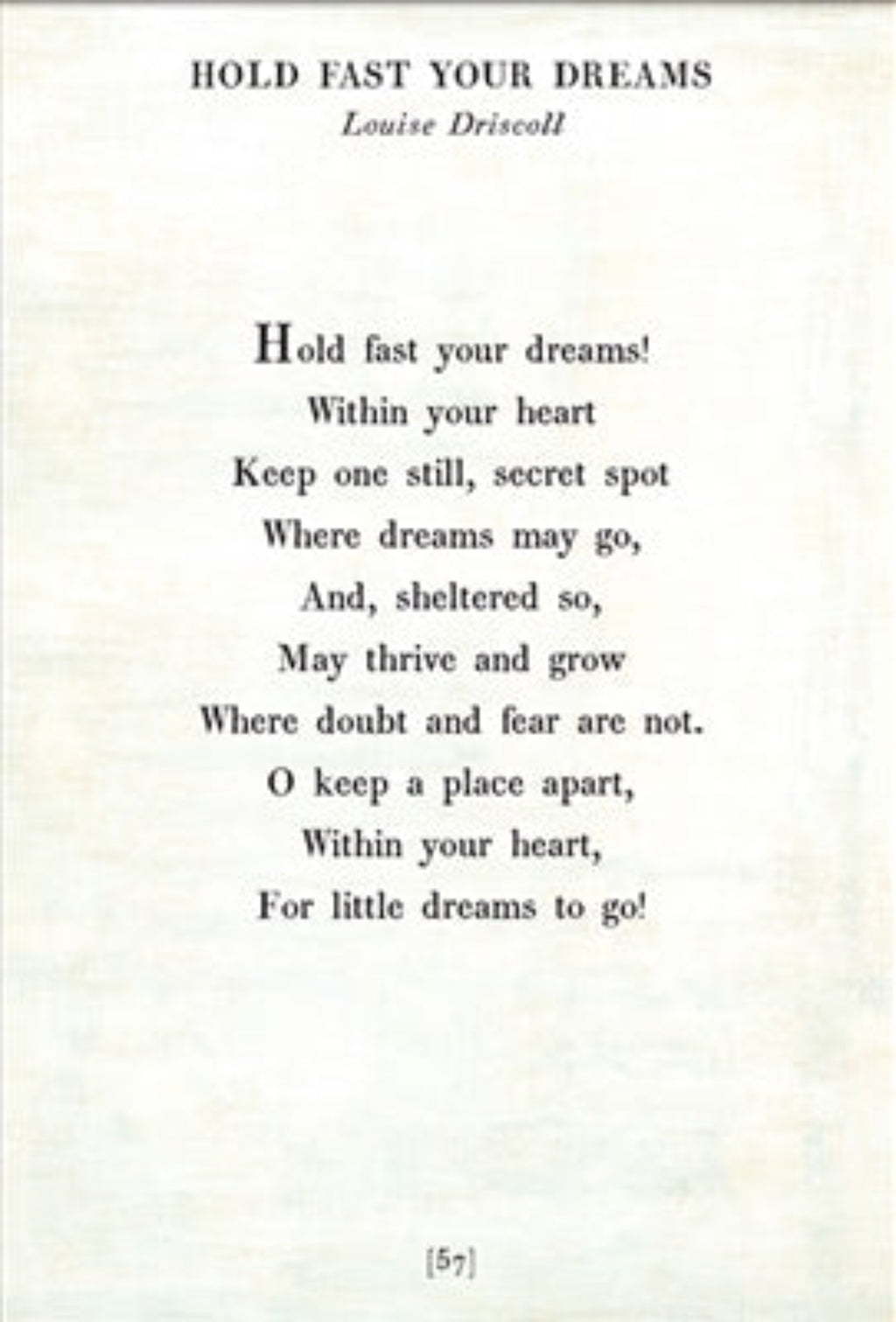 Hold Fast Your Dreams Art Print - Poetry Collection