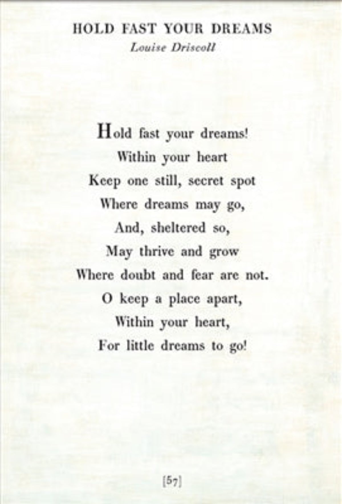 Hold Fast Your Dreams Art Print - Poetry Collection