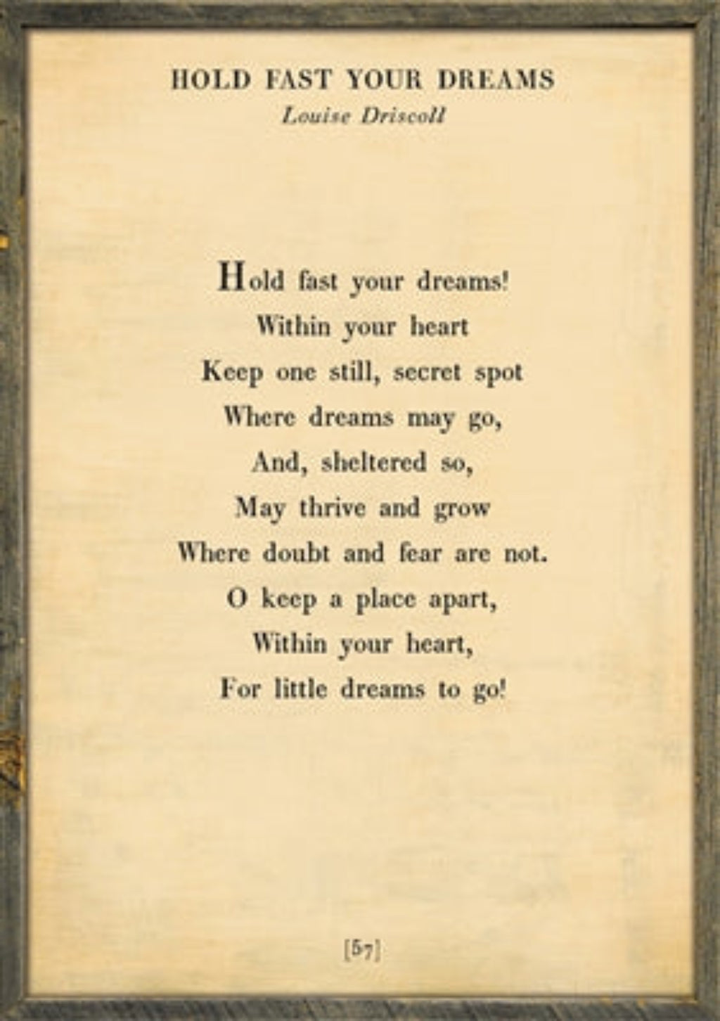 Hold Fast Your Dreams Art Print - Poetry Collection