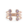 ***Gold Plated Open Ring with 6 Labradorite Stones - Size