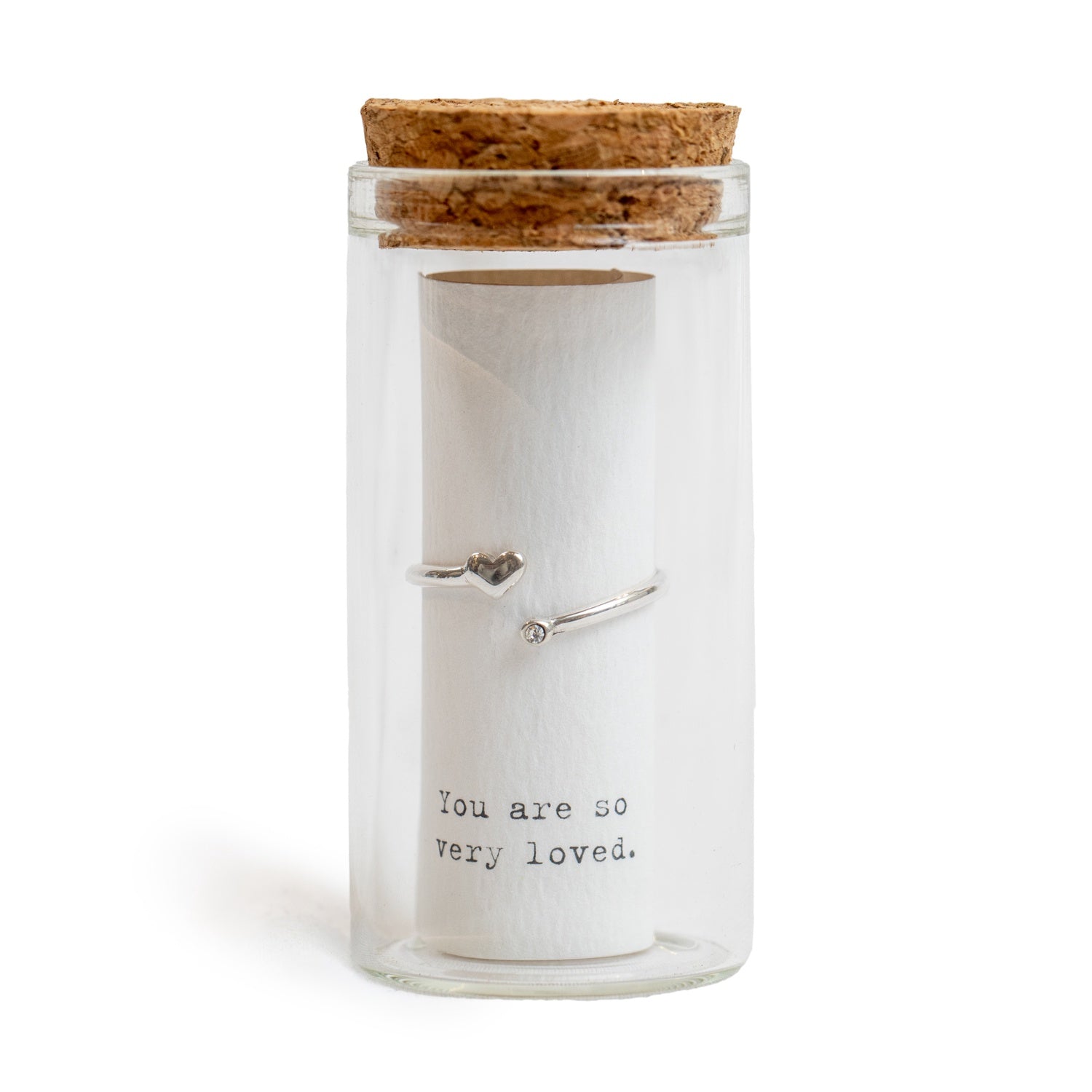 ***Message in a Bottle Ring Collection - Heart with Stone