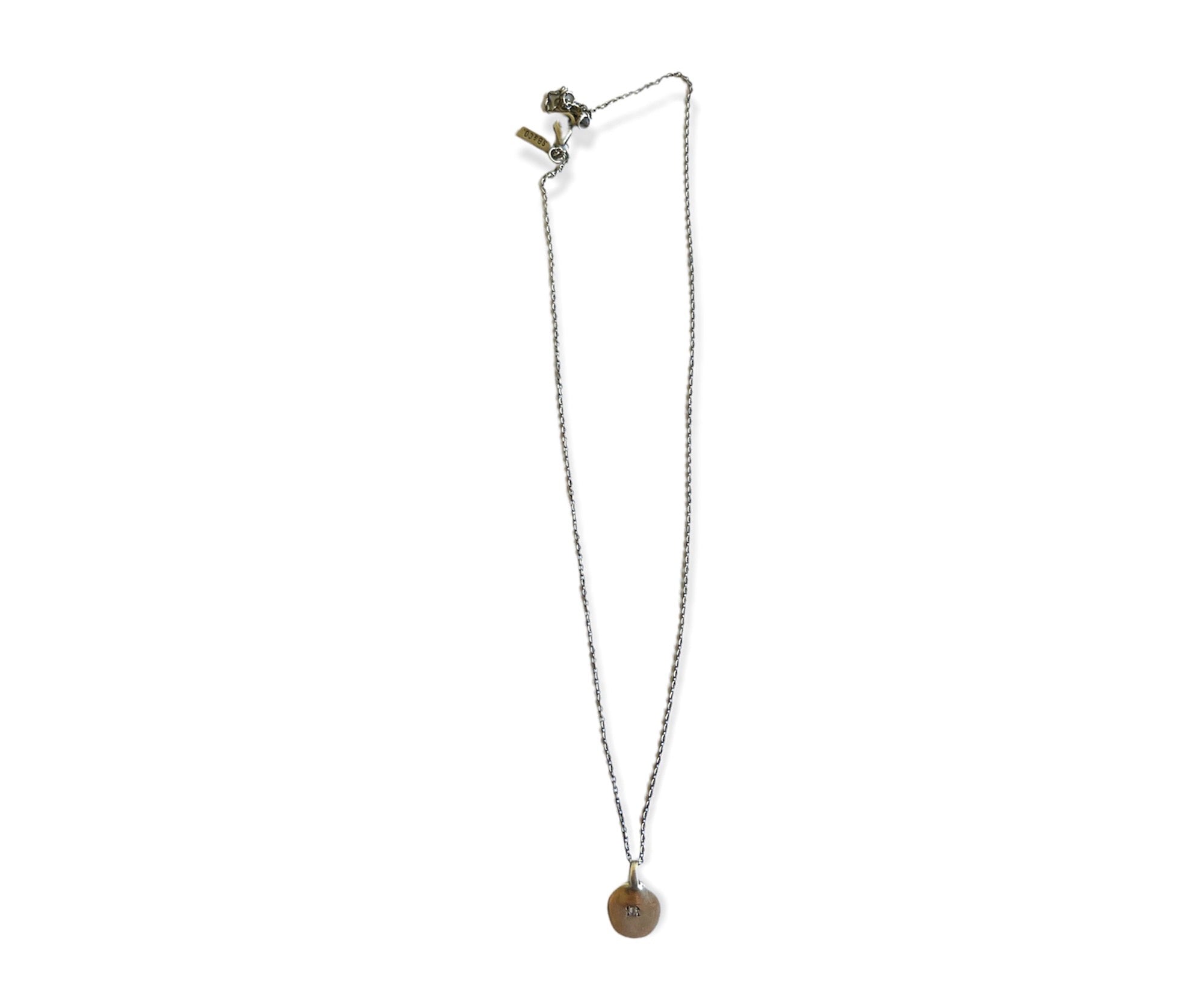 ***Round Pendant Silver Necklace with Stone - 16