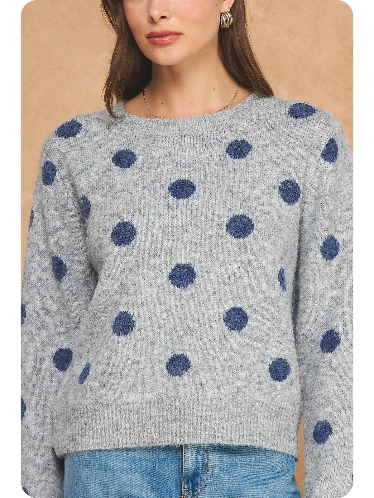 Polka Dot Sweater - Grey/Navy