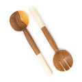 Olive Wood Salad Servers w/ White Bone