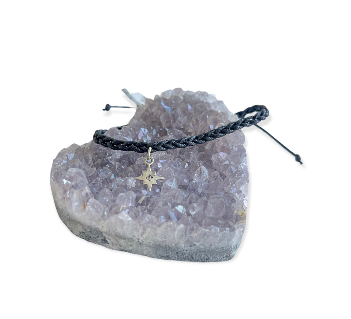 ***Silver Star Pendant on Braided Bracelet - Adjustable