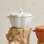 Stoneware Pumpkin Baker w/ Handles, White