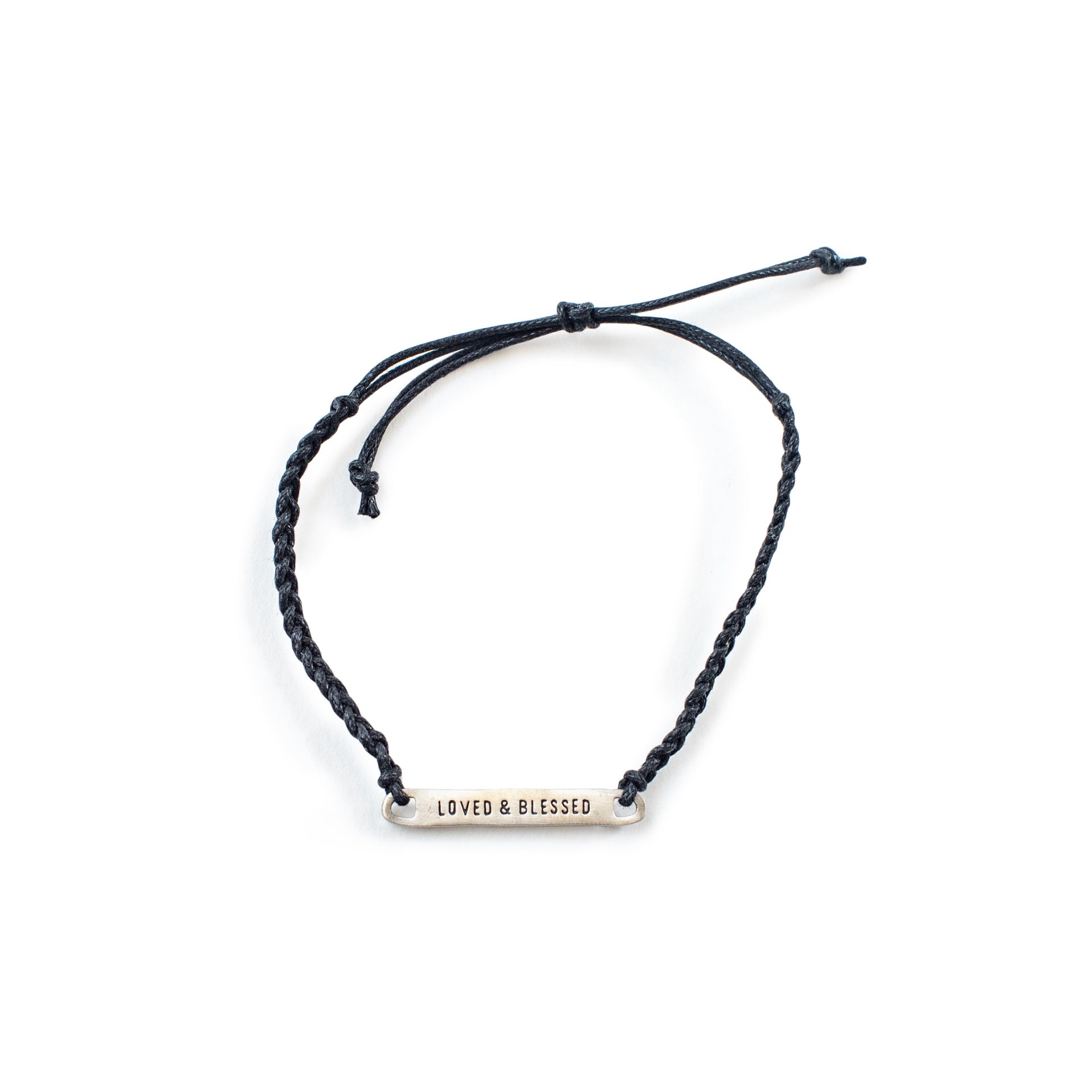 ***Silver Loved & Blessed Braided Bracelet - Adjustable