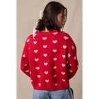 Brushed Heart Sweater, Red