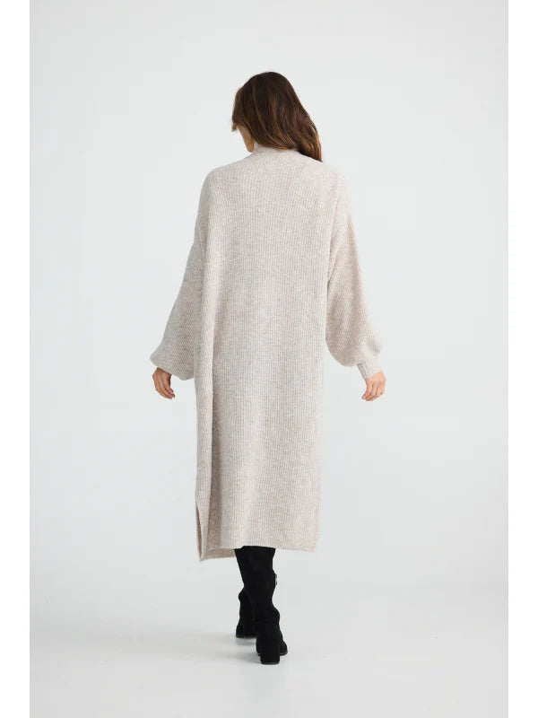 Bentley Long Cardigan, Grey Marle