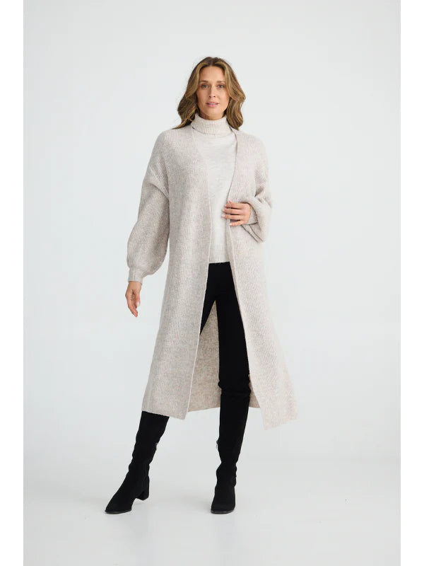 Bentley Long Cardigan, Grey Marle