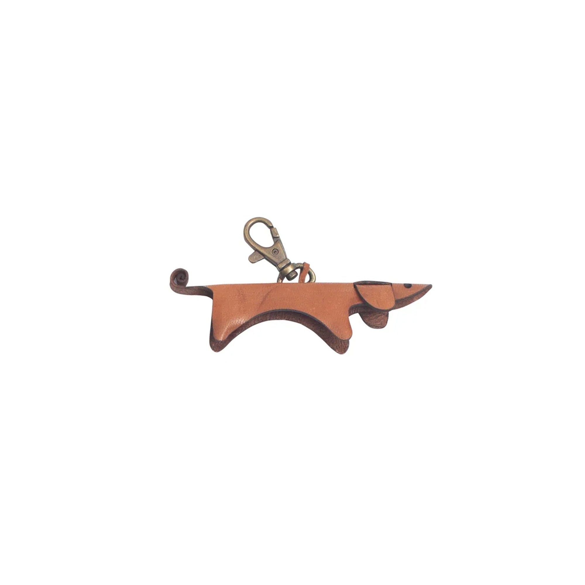 Brown Dachshund Leather Keychain