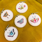 Butterfly Embroidery Hoop Collection - Blue & Magenta Wing - 4in