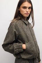 Brown Plaid Zip Up Jacket