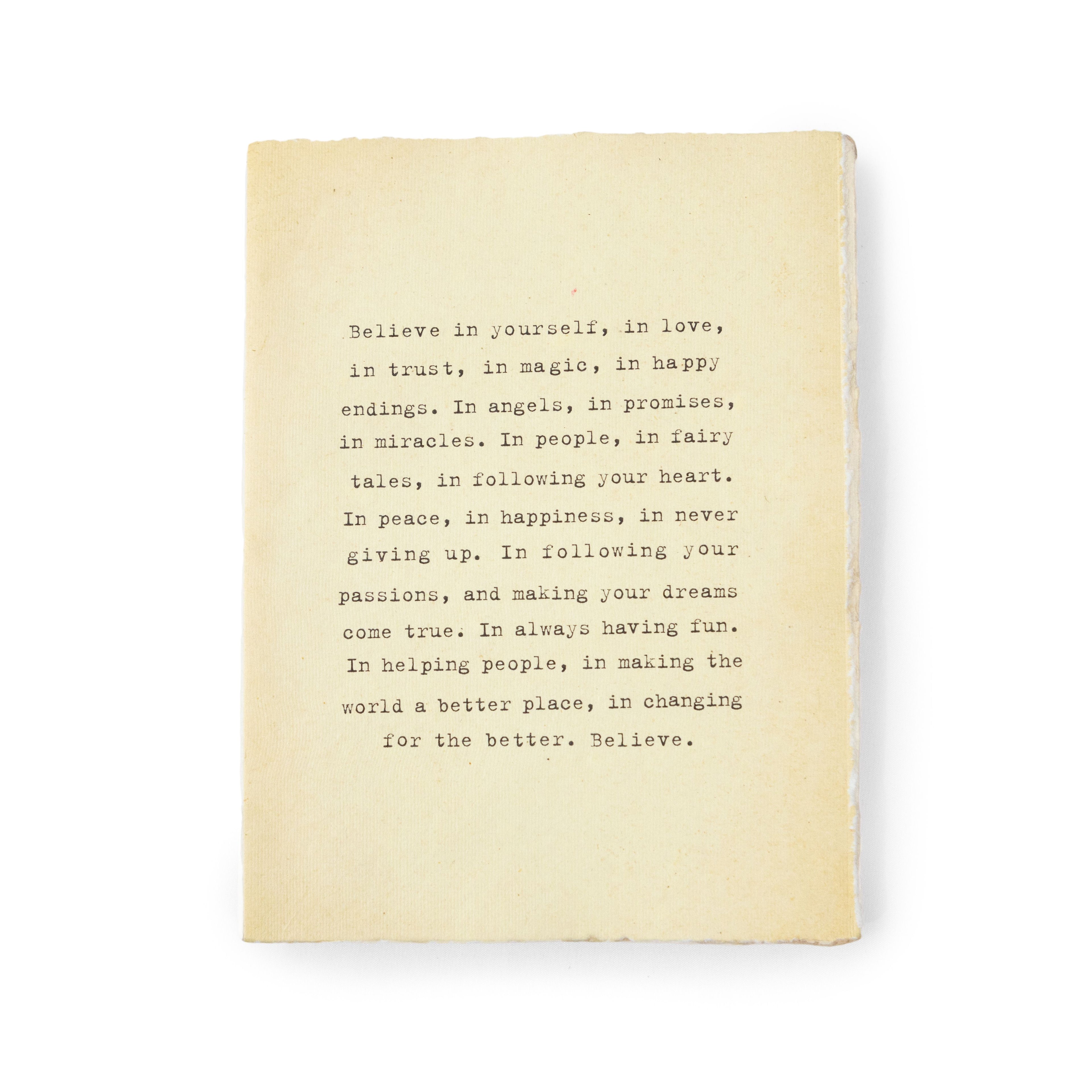 Believe In Yourself Large Deckled Edge Notebook - Cream