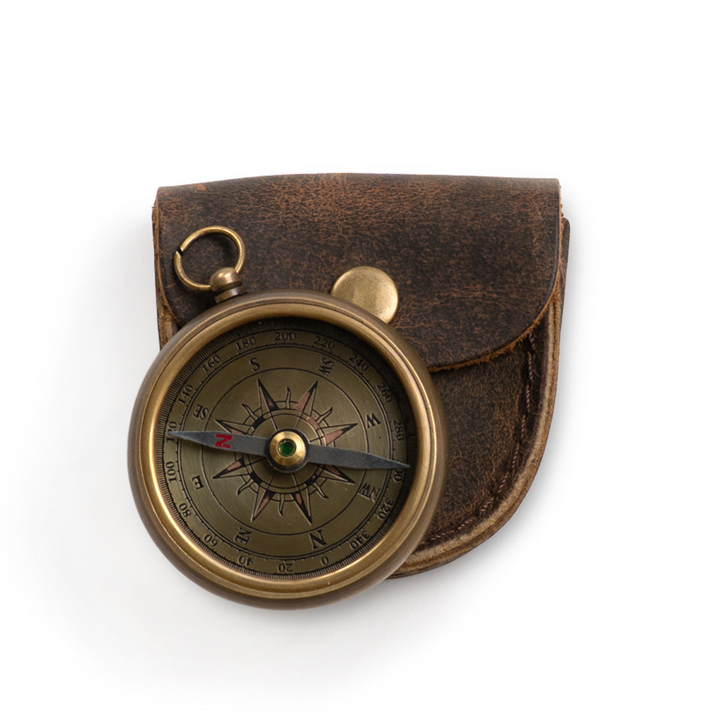 Always Let Your Conscience Compass with Leather Pouch