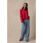 Brushed Heart Sweater, Red