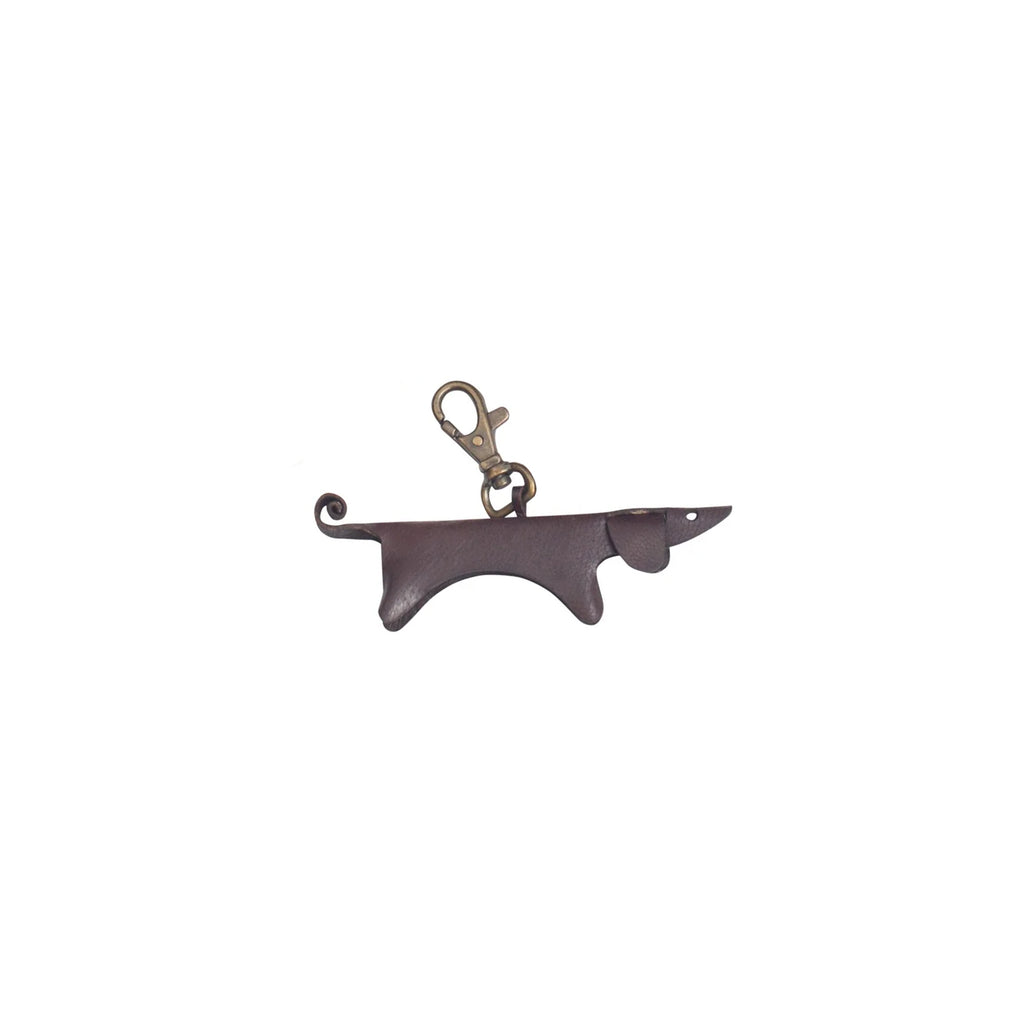 Chocolate Dachshund Leather Keychain