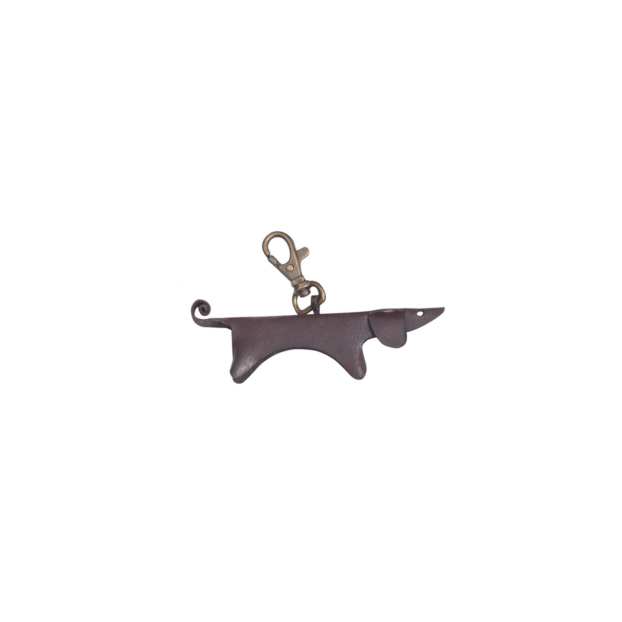 Chocolate Dachshund Leather Keychain