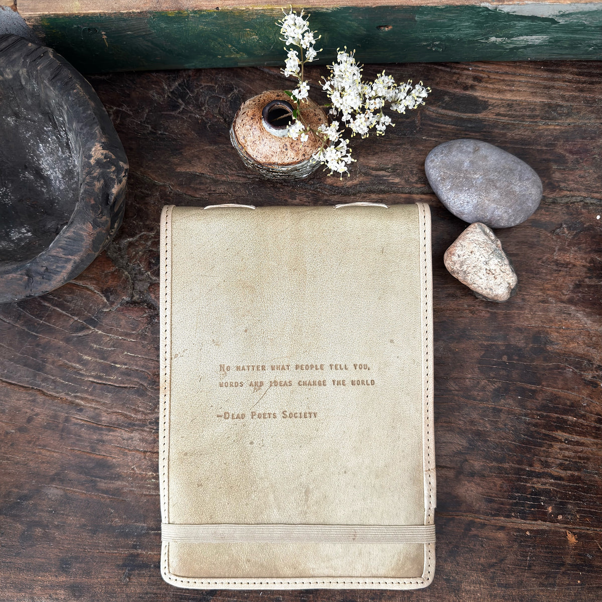 Ideas Change The World Signature Leather Journal - Honey