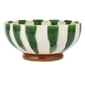 Hand-Painted Stoneware Footed Bowl with Stripes