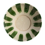 Hand-Painted Stoneware Footed Bowl with Stripes
