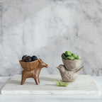 Stoneware Bird w/ Bowl, Cream