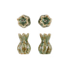 Stoneware Flower Shaped S & P Shakers, Green, S/ 2