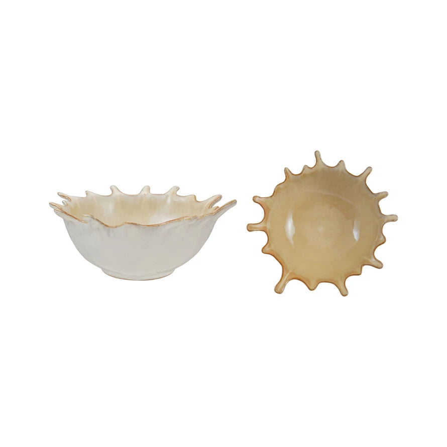 Stoneware Sunburst Bowl, Cream