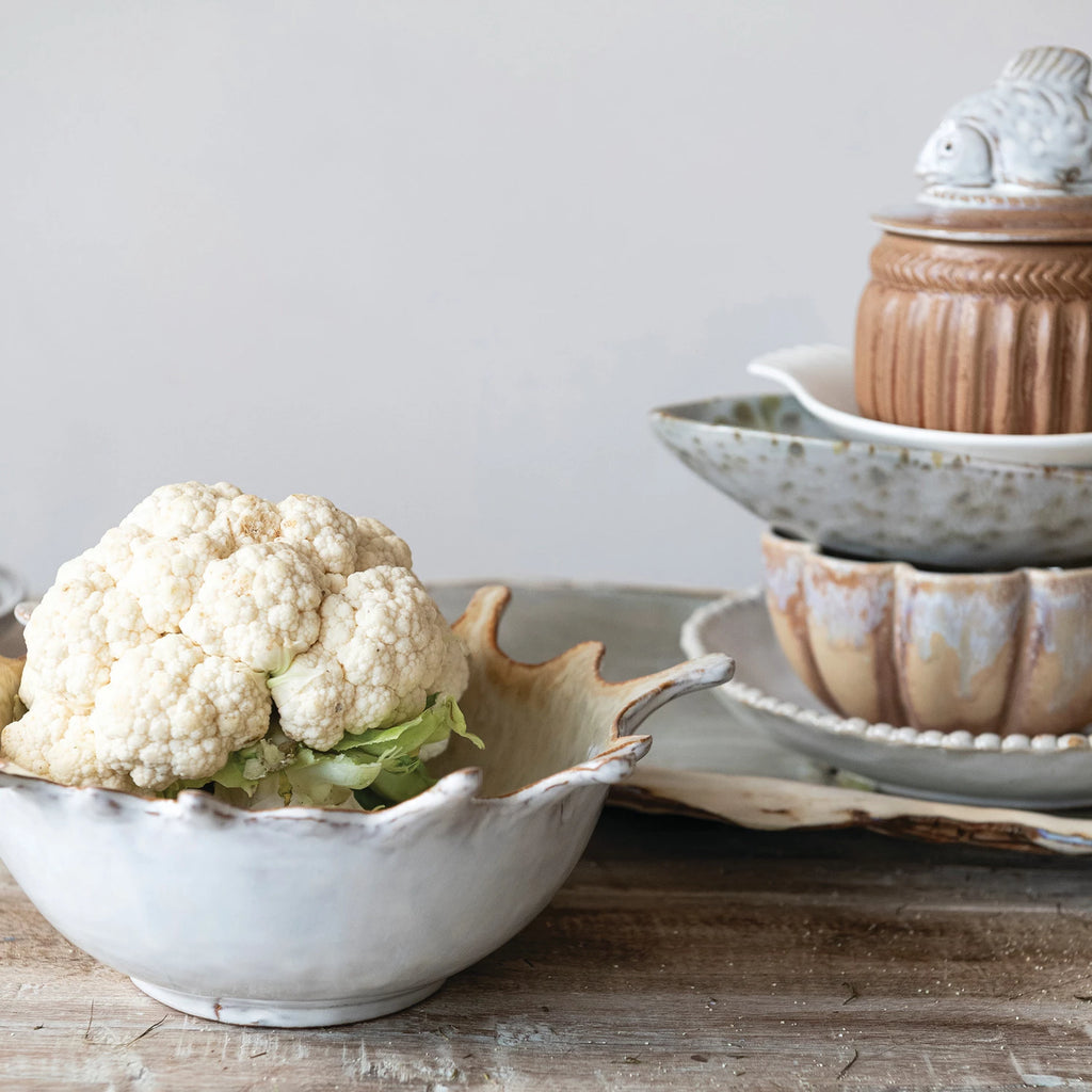 Stoneware Sunburst Bowl, Cream