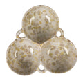 Stoneware Multi Bowl w/  3 Sections, Cream  and Green