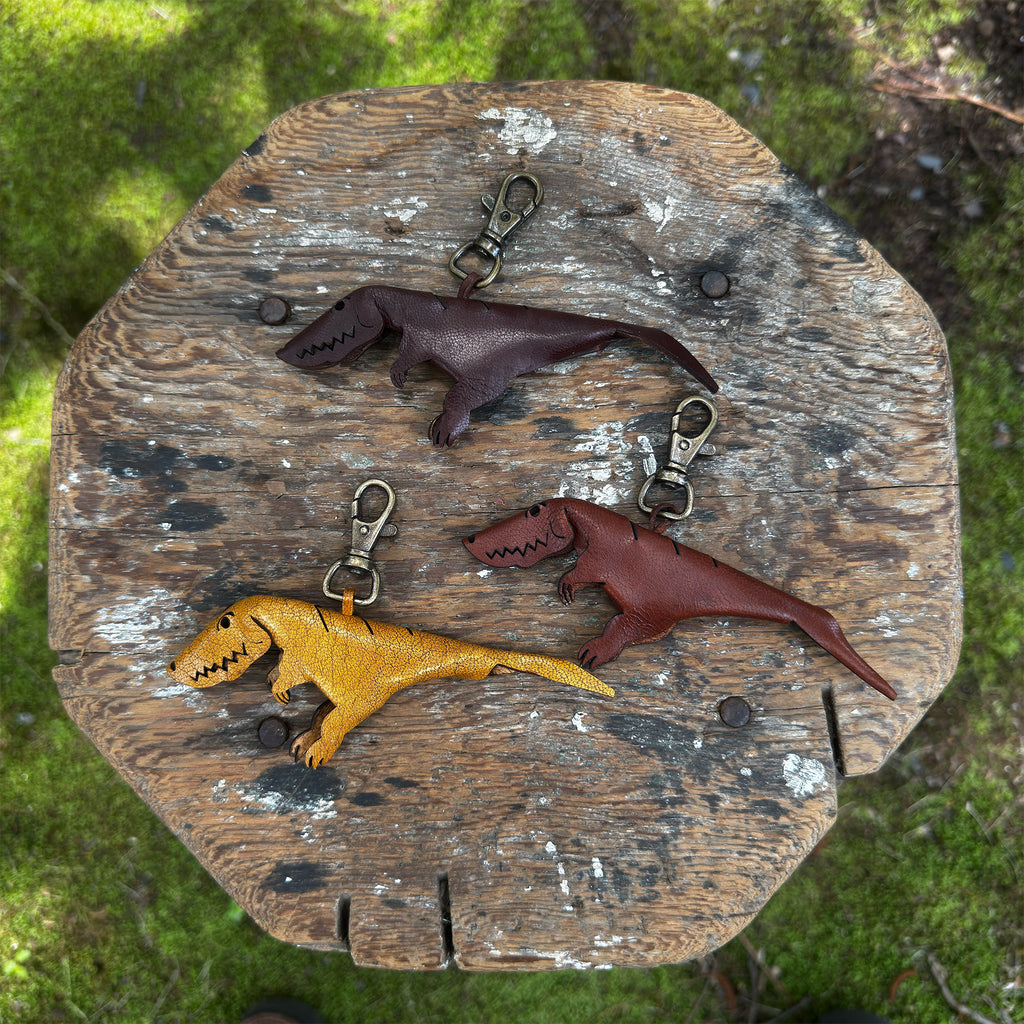 Dinosaur Leather Keychain